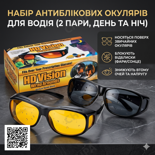 Очки антибликовые для водителя ночные и дневные DIAL VISION HD-2
