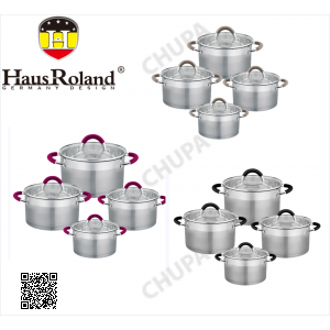 Набір каструль Haus Roland HR121-1 (4 шт) з нержавіючої сталі 1,9/2,6/3,6/5,7 л., Сріблястий