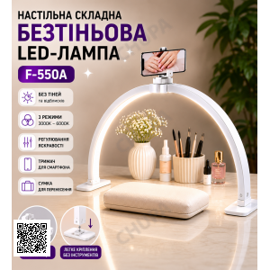 Настільна складна безтіньова LED-лампа F-550A (28W,1800Lm,) (Ш60/В30/Г4,5см)