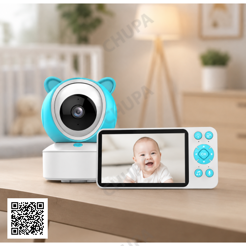 Відеоняня C8 WiFi з екраном 5 дюймів/Місянька керування зі смартфона, датчик звуку, руху, нічне бачення
