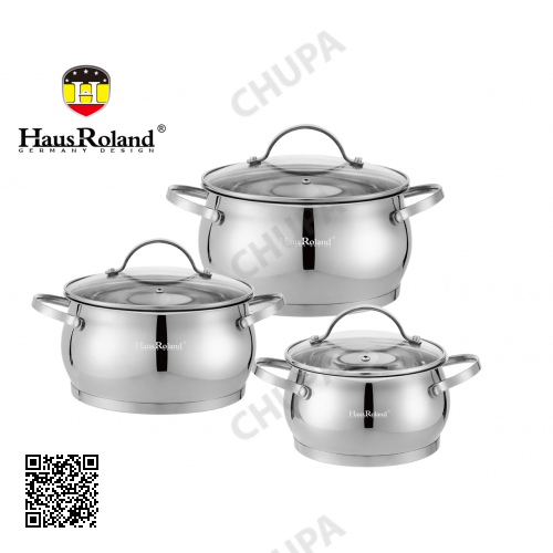 Набір каструль Haus Roland HR114-1, 3 шт. з неіржавкої сталі 1,9/2,7/3,6 л. Сріблястий (HR114-1)