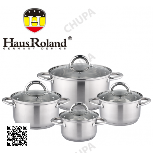 Набор кастрюль Haus Roland HR151-7, 4 шт из нержавеющей стали 1,9/2,7/3,6/4,7 л. Серебристый (HR151-7)