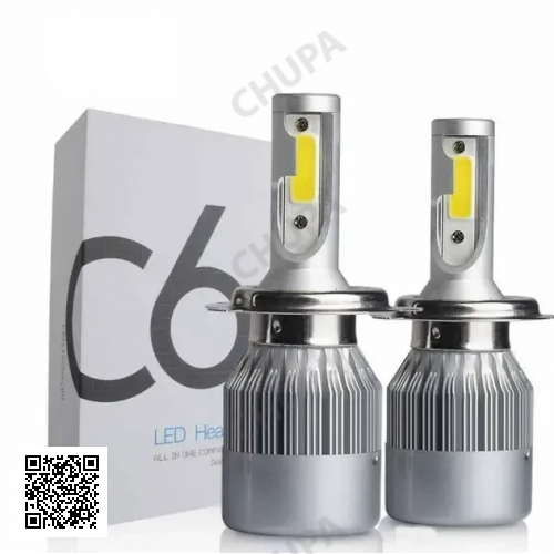 Комплект автомобильных светодиодных LED ламп с охлаждением С6 LED H4 LED лампы для авто 3800Лм