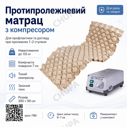 УЦЕНКА! Матрас противопролежневый с компрессором надувной ячеистый OSD-QDC-300 (Плохая упаковка 3531)