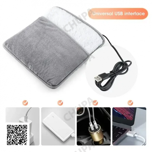 Портативная фланелевая грелка для ног с электрическим подогревом Foot warmer XL-997 Коврик с USB подогревом