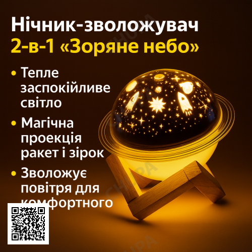 УЦЕНКА! Увлажнитель воздуха проектор Звездное небо/ сатурн / Настольный светильник ночник Проекционный (Плохая упаковка 3365)