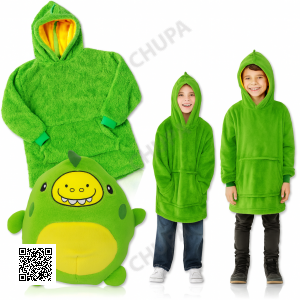 Дитячий плед-толстовка Huggle Hoodie «Лісова пригода» (зелений) — затишний плед-худі 3 в 1 для ігор і відпочинку
