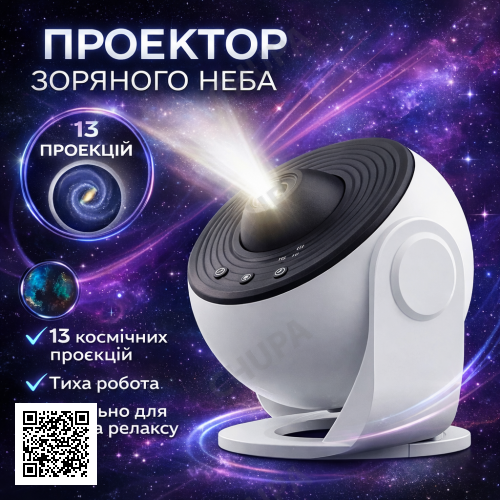 Проектор звездного неба Galaxy Projector с 13 сменными слайдами, таймером сна и вращающейся LED-проекцией