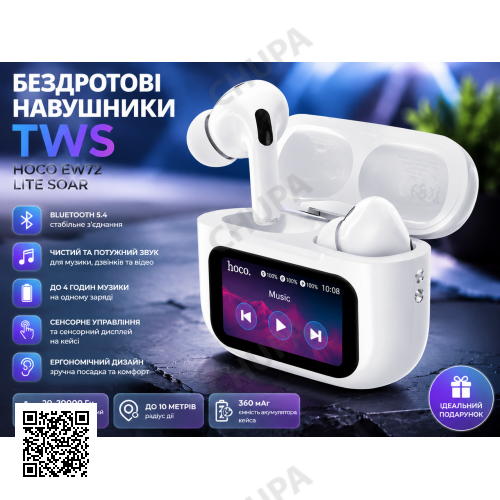 Бездротові навушники Bluetooth Hoco EW72 TWS із сенсорним екраном 26X-29