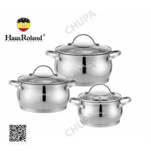 Набір каструль Haus Roland HR114-1, 3 шт. з неіржавкої сталі 1,9/2,7/3,6 л. Сріблястий (HR114-1)