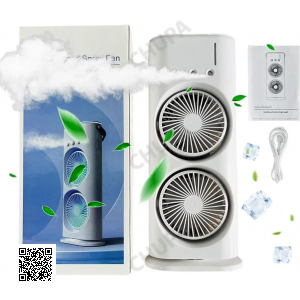 Вентилятор настольный двойной с охлаждением Double-ended Spray Fan LED подсветка 3 скорости пульт