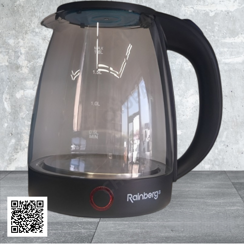 Прозорий скляний чайник Rainberg RB-2240 Дисковий електричний чайник 2200 W