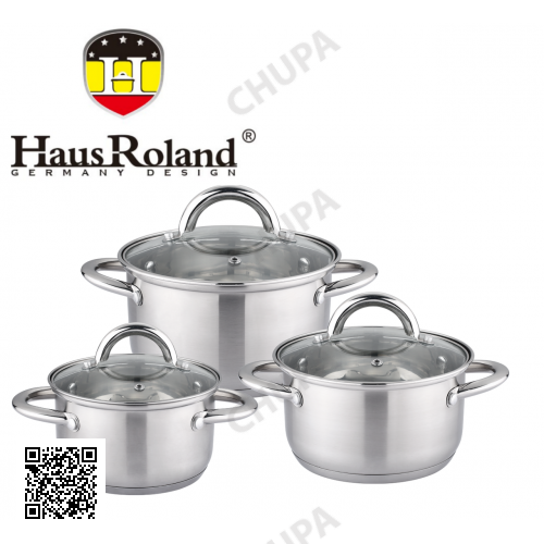 Набор кастрюль Haus Roland HR151-6, 3 шт из нержавеющей стали 2,7/3,6/4,7 л. Серебристый (HR151-6)