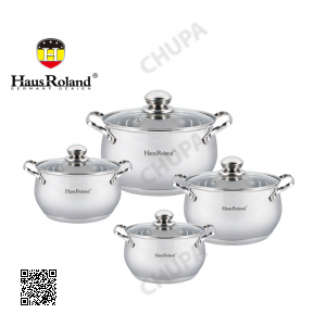 Набор кастрюль Haus Roland HR115-1, 4 шт из нержавеющей стали 2,1/2,9/3,9/6,3 л. Серебристый (HR115-1)