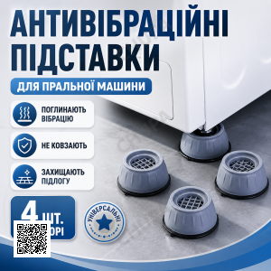 Антивібраційні підставки для пральної машини M1521 4шт, Сірий / Гумові підставки на присосках для меблів