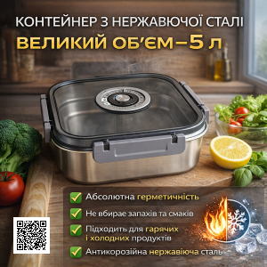 Контейнер для хранения еды 5000мл 20687-16 с крышкой / Пищевой контейнер Контейнер для продуктов