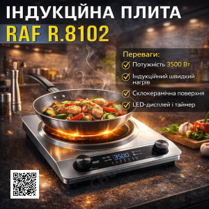 Електрична індукційна плита з LED-дисплеєм і механічним керуванням RAF R.8102 3500W