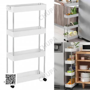 Этажерка на колесах 4 яруса (87×38×13см), Bathroom Rack / Напольная полка-органайзер / Стеллаж-этажерка