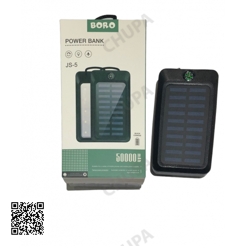 Повербанк із сонячною панеллю (power bank) 50000mAh (2400mAh) Boro JS-5