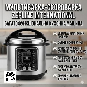 УЦЕНКА! Мультиварка - скороварка Zepline ZP-121 3000W 17 программ объем 7 л (Вмятина на корпусе 3434)