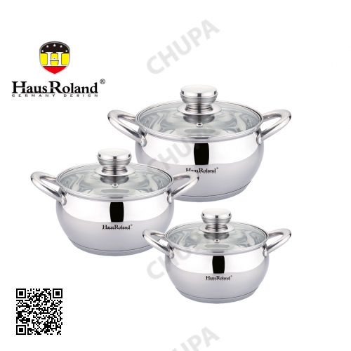 Набор кастрюль Haus Roland HR113-1, 3 шт из нержавеющей стали 2,6/3,6/6,1 л. Серебристый (HR113-1)