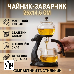 Чайник-заварник с магнитным дозатором 300мл и фильтром из нержавеющей стали H1212