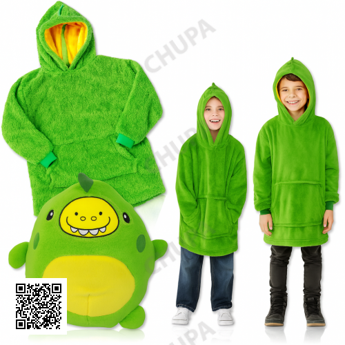 Детский плед-толстовка Huggle Hoodie «Лесное приключение» (зелёный) — уютный плед-худи 3 в 1 для игр и отдыха