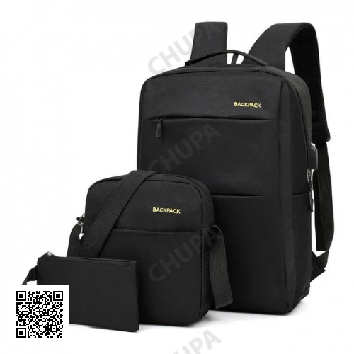 Рюкзак міський 3в1 Backpack 9018 дорожній комплект чорний
