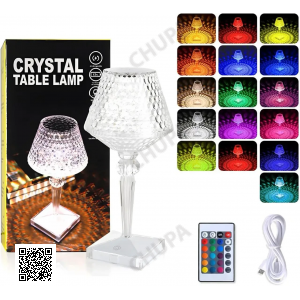 ОЧЕНКА! Настільна LED-лампа Crystal Table Lamp RGB із сенсорним керуванням, пультом керування, 16 кольорами (Плохе паковання 3549)