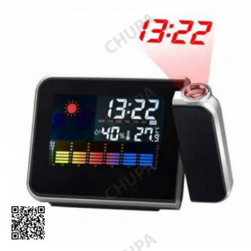 Годинник метеостанція з проєктором часу на стіну Color Screen 8190 календар