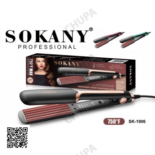 Щипці гофре для волосся Sokany SK-1906 професійні прасок плоский з індикатором роботи 40 Вт Чорний