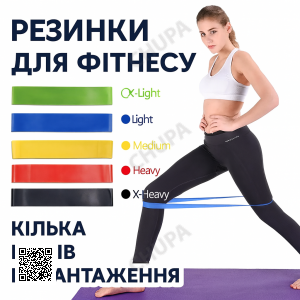 УЦІНКА! Набір фітнес-гумок, петлі, силові вправи та розтяжка (Не повний комплект 3388)