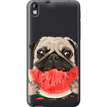 Чехол на HTC Desire 816 Мопс и арбуз
