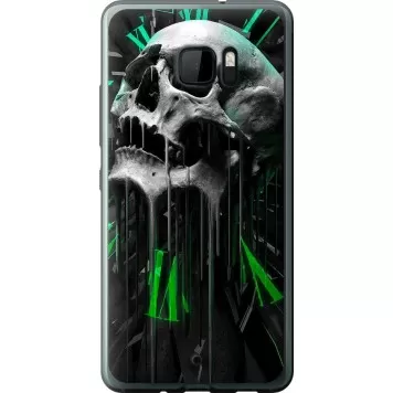 Чехол на HTC U Ultra Череп-часы