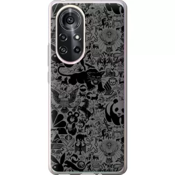 Чехол на Huawei Nova 8 Pro Чёрно-серый стикер бомбинг