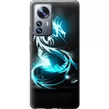 Чохол на Xiaomi 12 Pro Біло-блакитний вогненний дракон