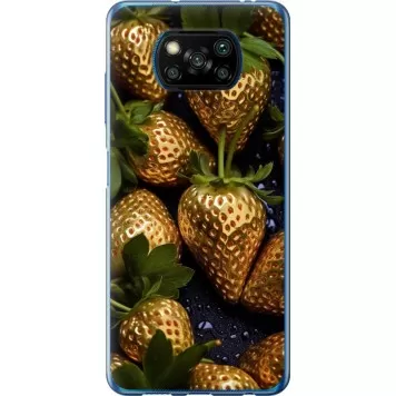 Чехол на Xiaomi Poco X3 Золотая клубника