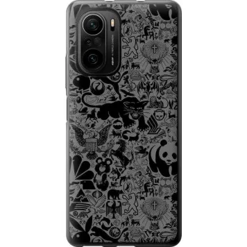 Чохол на Xiaomi Poco F3 Чорно-сірий стікер бомбінг