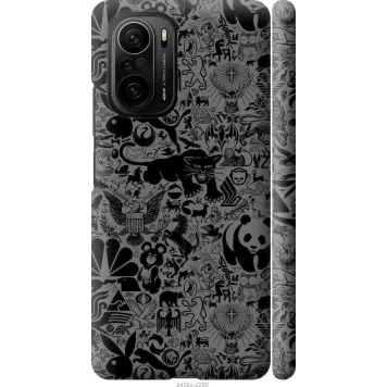 Чехол на Xiaomi Poco F3 Чёрно-серый стикер бомбинг