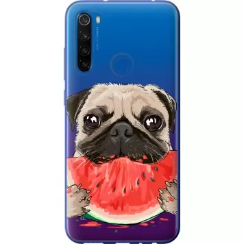 Чехол на Xiaomi Redmi Note 8T Мопс и арбуз