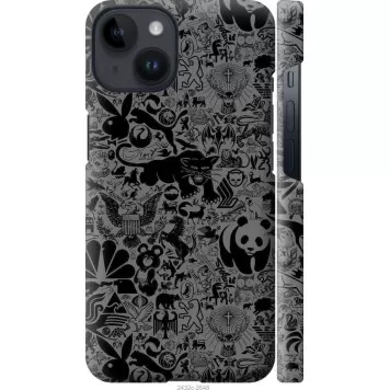 Чохол на iPhone 14 Чорно-сірий стікер бомбінг