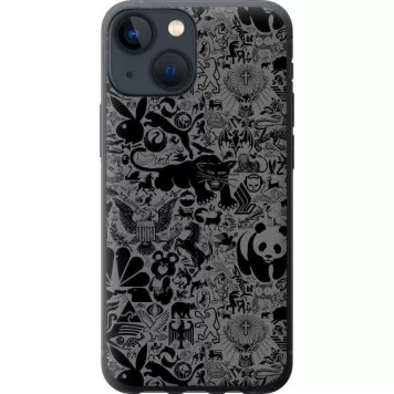 Чехол на iPhone 13 Mini Чёрно-серый стикер бомбинг