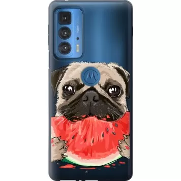 Чехол на Motorola Edge 20 Pro Мопс и арбуз