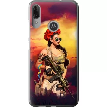 Чохол на Motorola Moto E6 Plus Українка зі зброєю