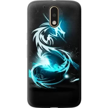 Чехол на Motorola MOTO G4 PLUS Бело-голубой огненный дракон