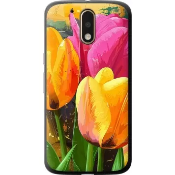 Чехол на Motorola MOTO G4 Нарисованные тюльпаны