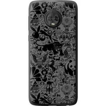 Чехол на Motorola Moto G6 Чёрно-серый стикер бомбинг