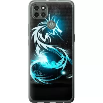 Чехол на Motorola G9 Power Бело-голубой огненный дракон