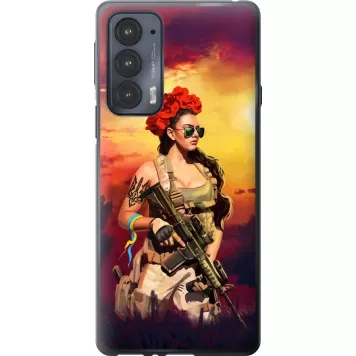 Чехол на Motorola Edge 20 Украинка с оружием