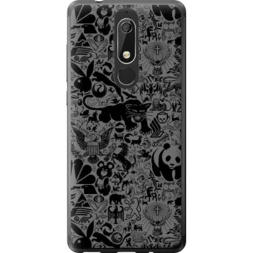 Чохол на Nokia 5.1 Чорно-сірий стікер бомбінг